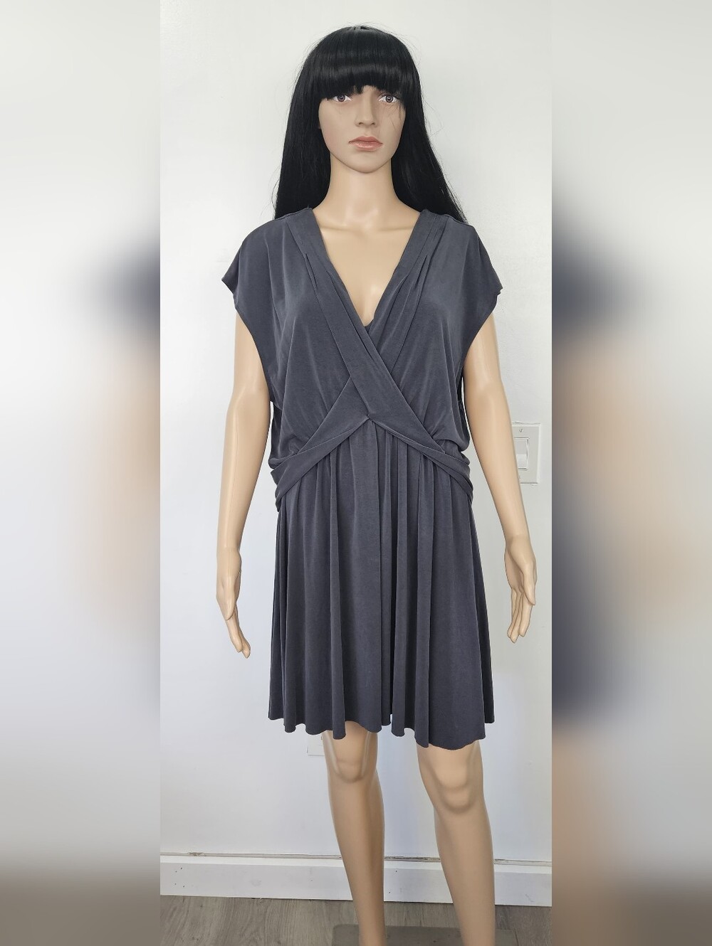 Free People Slate Gray Wrap-Front Midi Dress